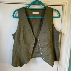 Olive Green Button-Up Vest